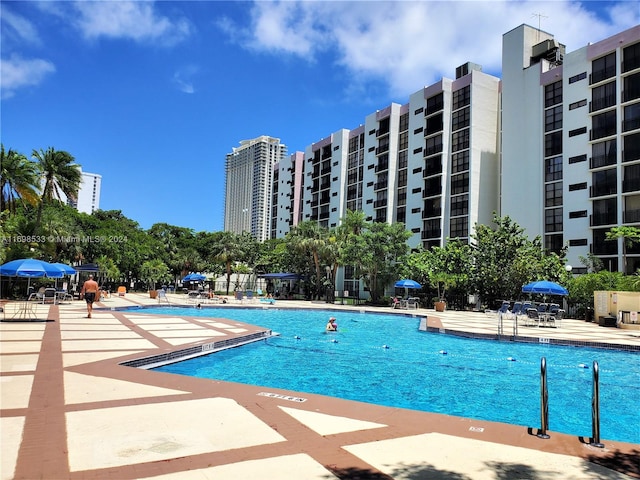 view of pool featuring a patio area