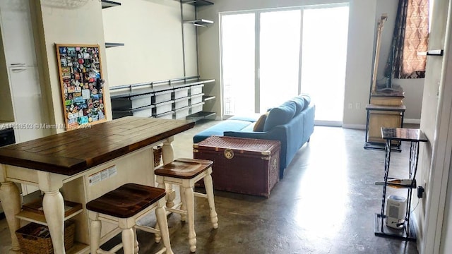 living room featuring concrete floors