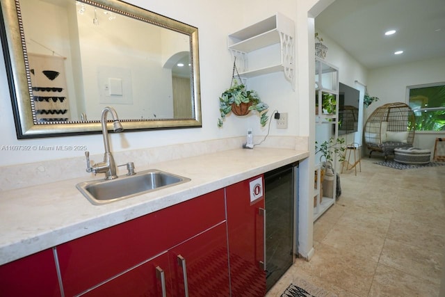 kitchen featuring sink and beverage cooler