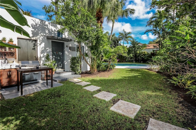 view of yard featuring area for grilling