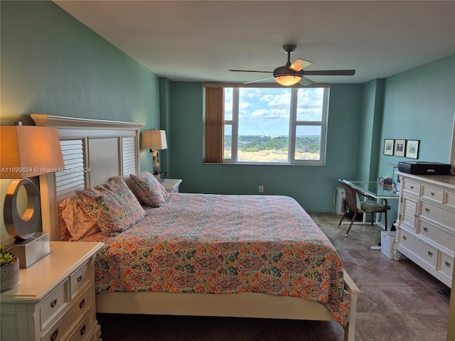 bedroom featuring ceiling fan