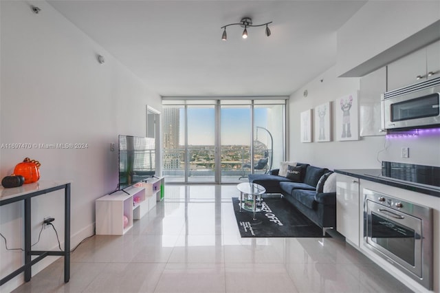 living room featuring floor to ceiling windows