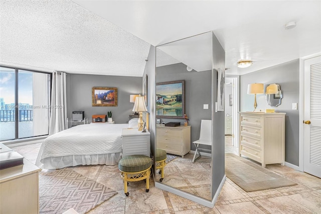 bedroom with a textured ceiling