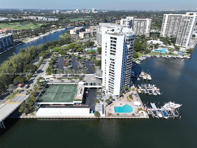 bird's eye view featuring a water view