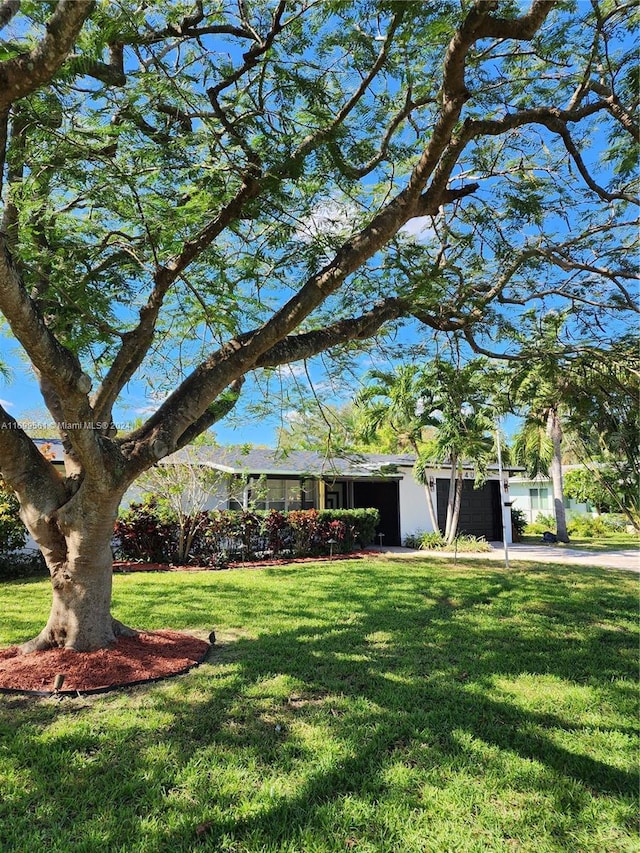 single story home featuring a front yard