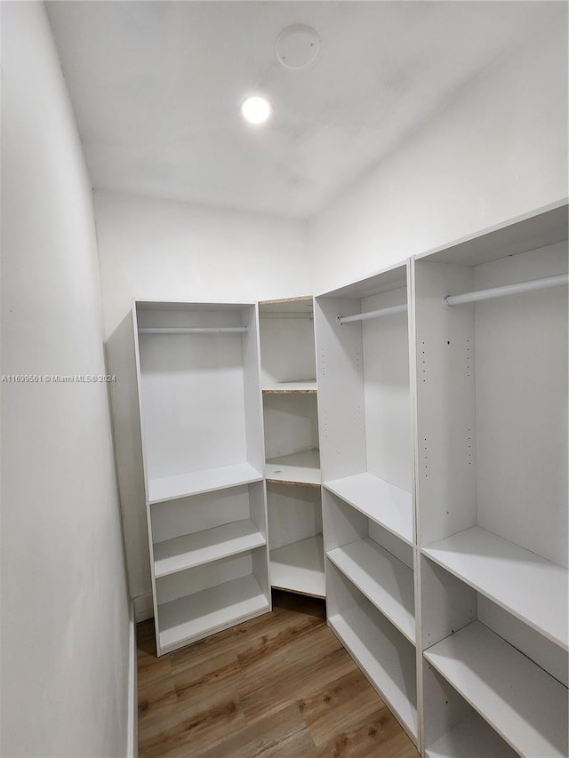 spacious closet featuring hardwood / wood-style flooring