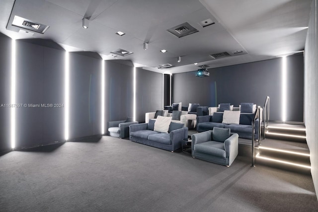 view of carpeted home theater room