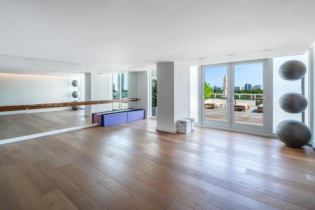 unfurnished living room featuring wood-type flooring