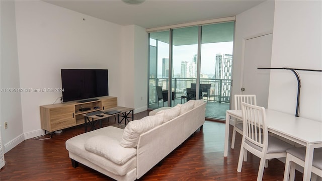 350 S Miami Ave Unit 2905, Miami, FL 33130 - living area featuring a wall of windows and wood finished floors