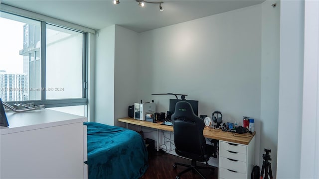 bedroom featuring dark hardwood / wood-style flooring