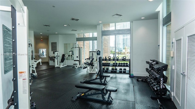350 S Miami Ave Unit 2905, Miami, FL 33130 - workout area with recessed lighting and baseboards
