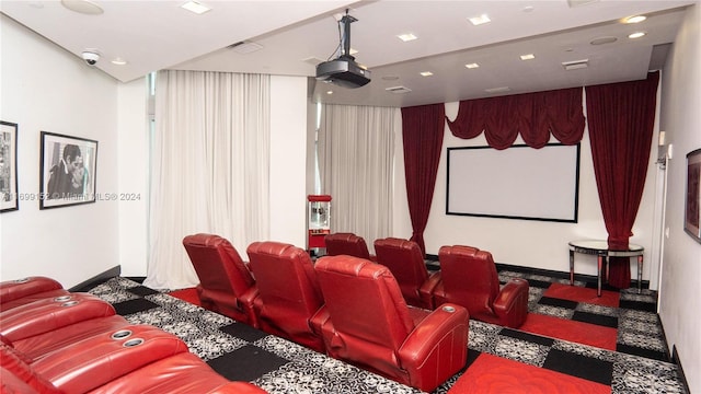 view of carpeted cinema room