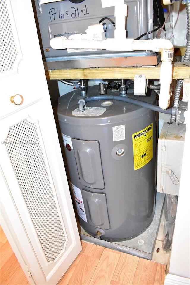 utility room featuring electric water heater