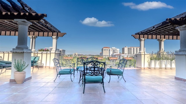 view of patio / terrace featuring a pergola