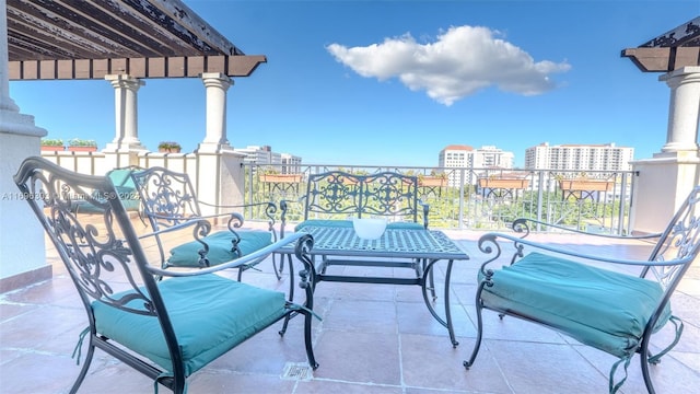 balcony with a pergola