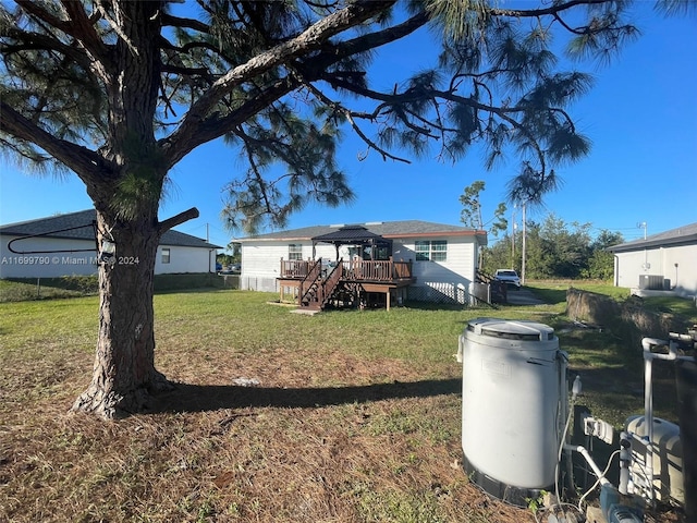 view of yard featuring a deck