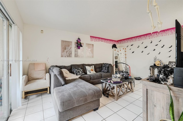 view of tiled living room