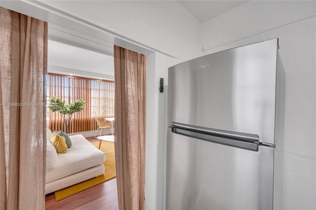 bathroom with hardwood / wood-style flooring