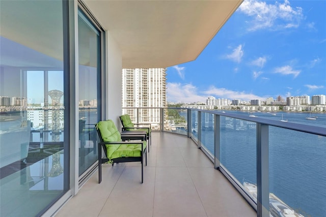 balcony with a water view