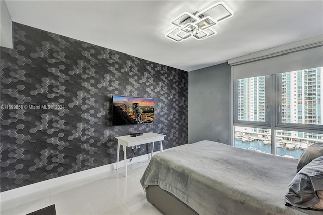 bedroom with tile patterned flooring