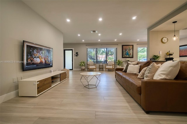 living room featuring light hardwood / wood-style flooring