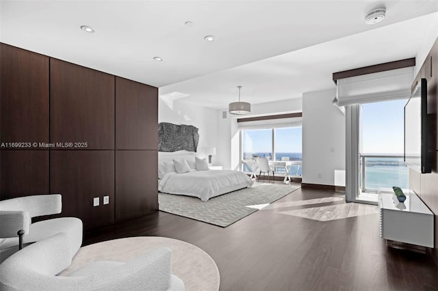 bedroom featuring dark hardwood / wood-style flooring