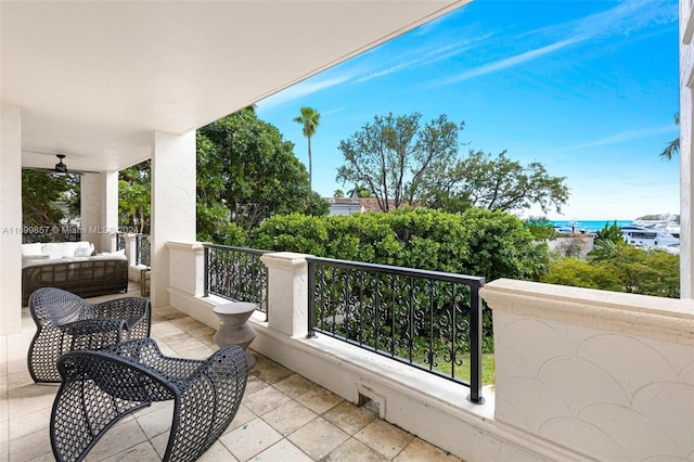 balcony with a water view