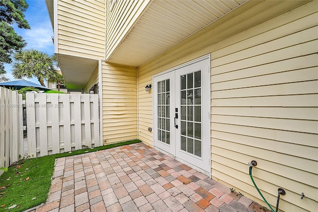 view of patio featuring french doors