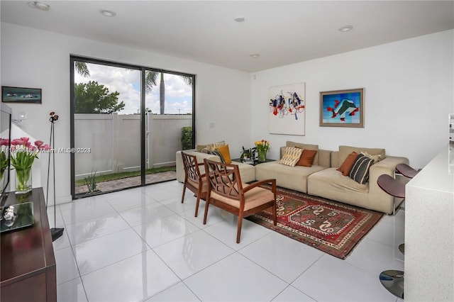 view of tiled living room