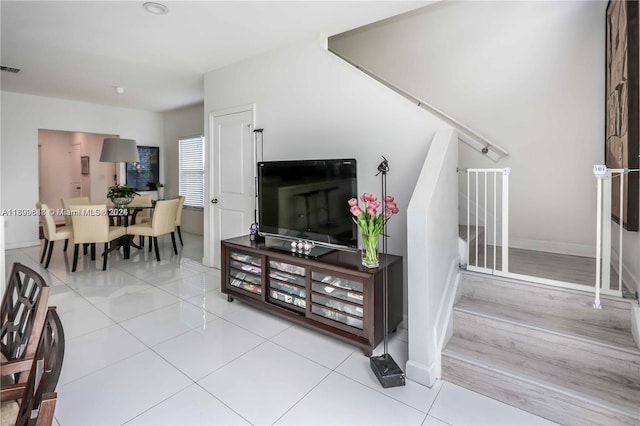 living room with light hardwood / wood-style floors