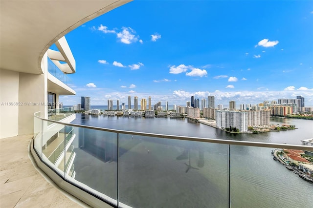 balcony with a water view