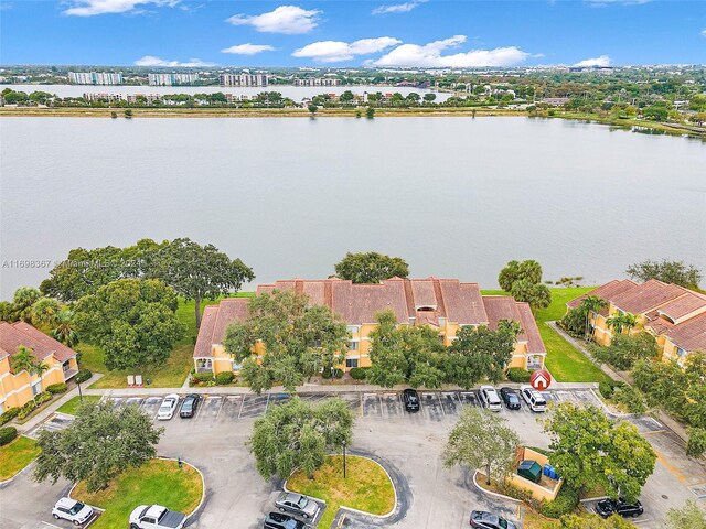 bird's eye view featuring a water view