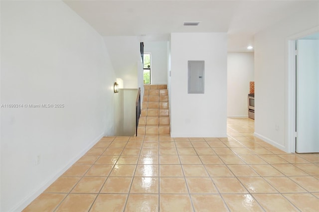 tiled spare room featuring electric panel