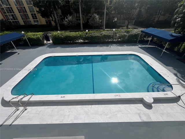 view of swimming pool featuring a patio area