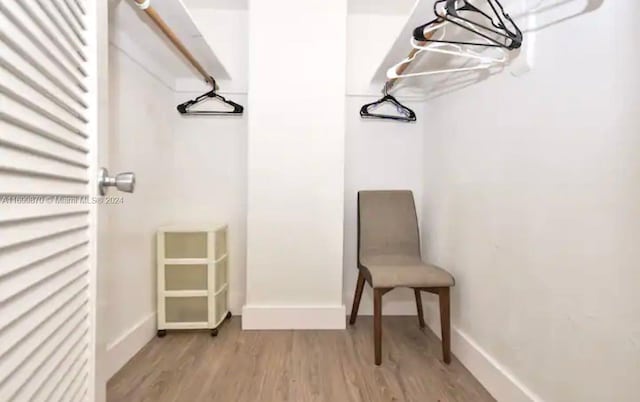 walk in closet featuring light wood-type flooring