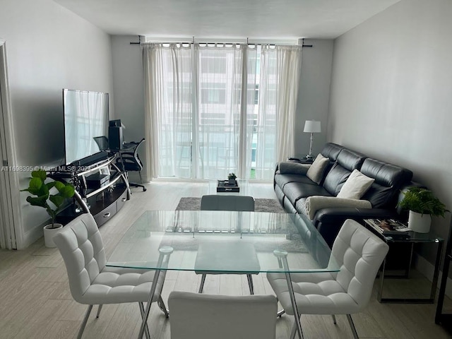 living room featuring light hardwood / wood-style flooring