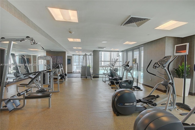 gym featuring expansive windows