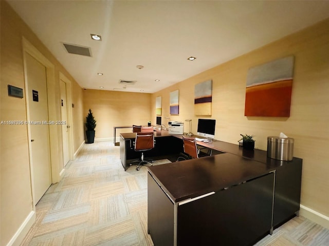 950 Brickell Bay Dr Unit 802, Miami, FL 33131 - office space with baseboards, light carpet, and recessed lighting