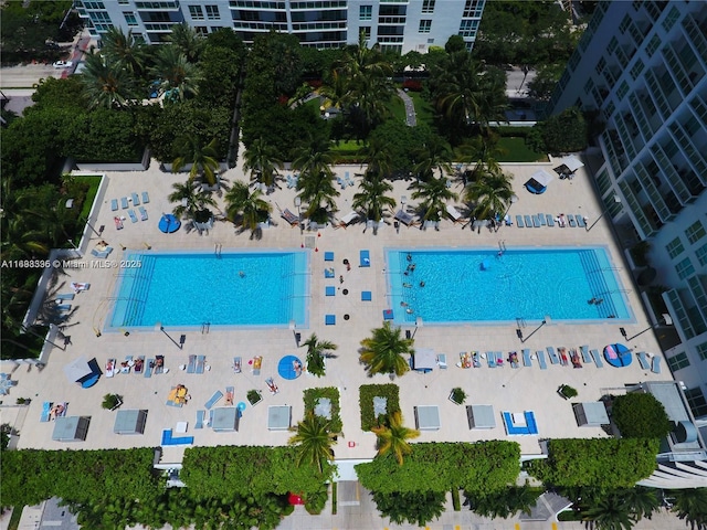 950 Brickell Bay Dr Unit 802, Miami, FL 33131 - drone / aerial view of a pool
