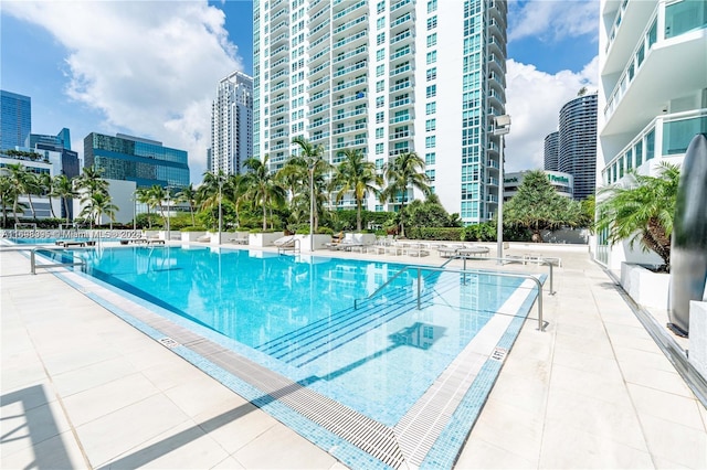 view of pool featuring a patio area