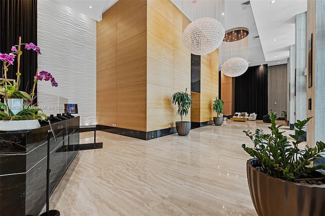 950 Brickell Bay Dr Unit 802, Miami, FL 33131 - lobby with recessed lighting and a high ceiling