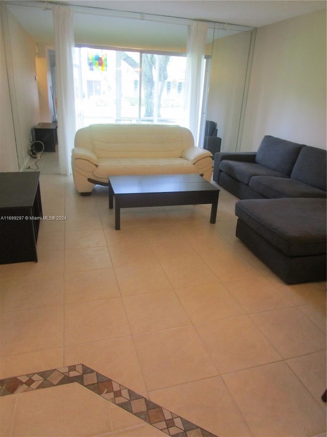 view of tiled living room