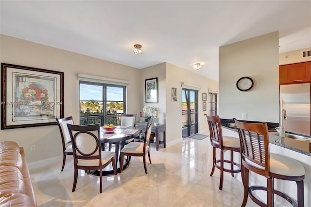 dining area with sink