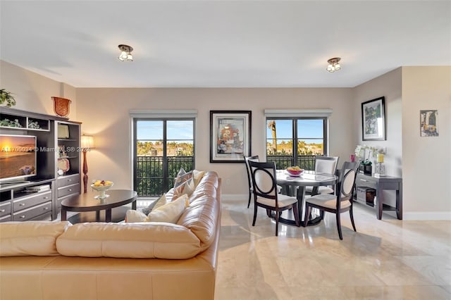 living room featuring a wealth of natural light