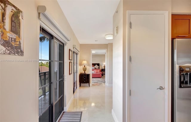 corridor featuring french doors