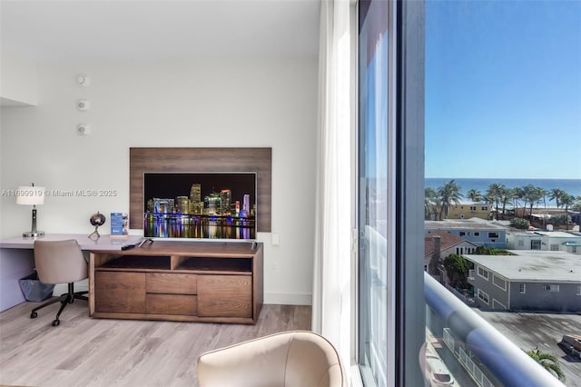 office area featuring hardwood / wood-style flooring