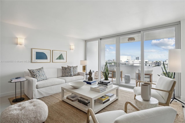 living room featuring expansive windows