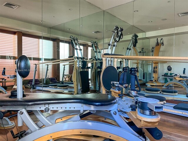 6799 Collins Ave Unit 1704, Miami Beach, FL 33141 - gym featuring wood finished floors