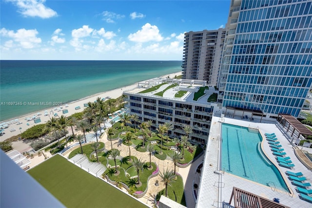 6799 Collins Ave Unit 1704, Miami Beach, FL 33141 - drone / aerial view of expansive beach and a pool area