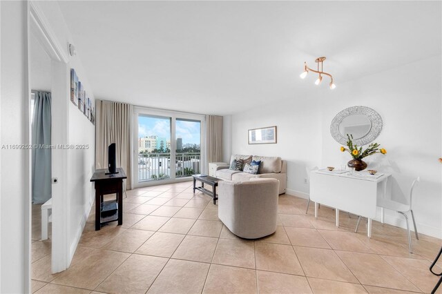 view of tiled living room